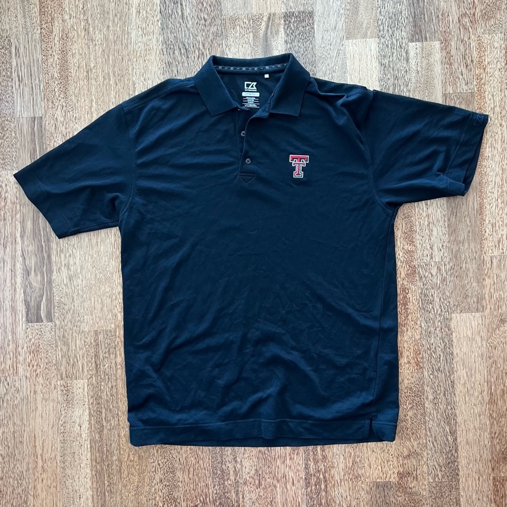 Texas Tech Red Raiders Men’s Polo Shirt Black Drytec Size Large Embroidered TT